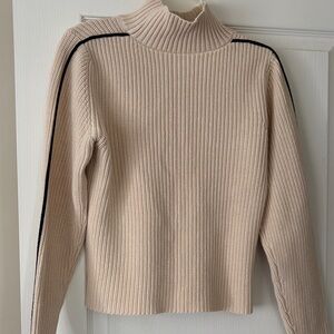 Cream Ribbed Women's Sweater